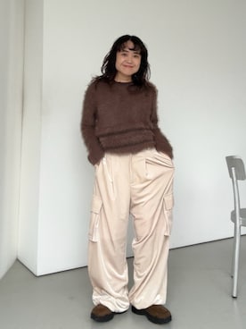 「骨格ストレート」｜「KBF（ケイビーエフ）のアイテム（ニット/セーター）」を使った、IMOKOさん（レディース・148cm）の秋コーディネート