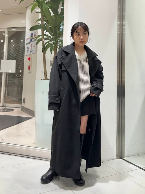 セール】『2サイズ展開』コクーンロングコート（ステンカラーコート