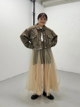「チュールスカート」｜「アイテム（その他アウター）」を使った、IMOKOさん（レディース・148cm）の夏コーディネート