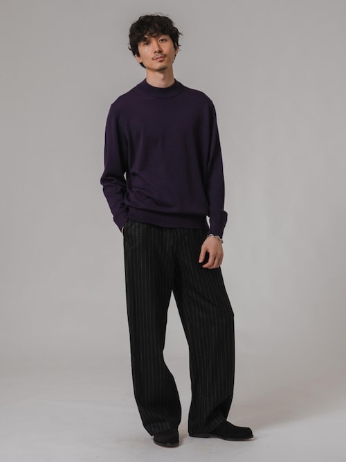 ウール/シルク/カシミヤ MIX クリスタル モックネックニット（ニット