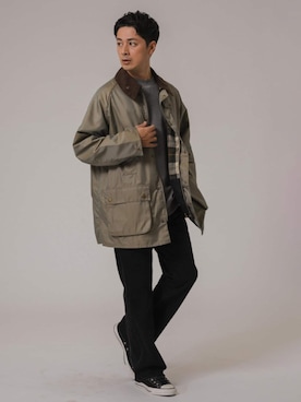 「barbour」｜「アイテム（その他アウター）」を使った、EDIFICE OFFICIALさん（メンズ・176cm）の冬コーディネート