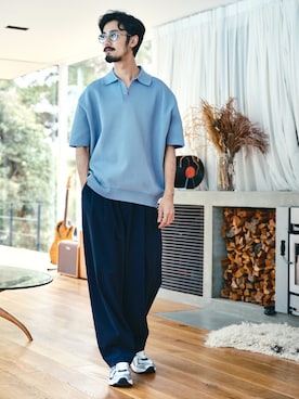 「EDIFICE（エディフィス）のアイテム（その他パンツ）」を使った、EDIFICE OFFICIALさん（メンズ・177cm）の春コーディネート