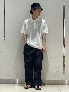 「LACOSTE」｜「アイテム（帽子）」を使った、EDIFICE OFFICIALさん（メンズ・169cm）の夏コーディネート