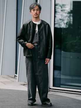 「ラップパンツ」｜「アイテム（スラックス）」を使った、EDIFICE OFFICIALさん（メンズ・172cm）の秋コーディネート