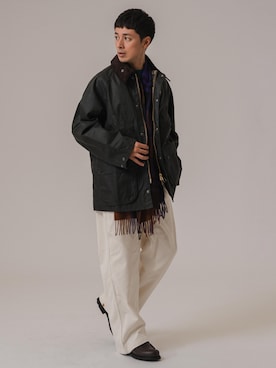 「barbour」｜「アイテム（その他アウター）」を使った、EDIFICE OFFICIALさん（メンズ・176cm）の冬コーディネート
