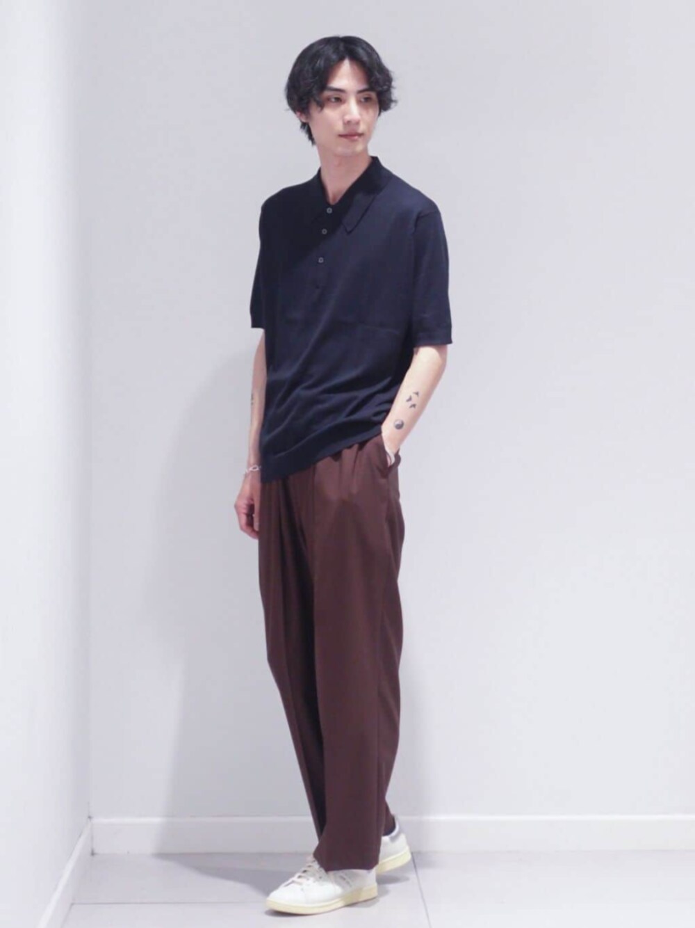 JOHN SMEDLEY for EDIFICE ブラックポロシャツ JOHN SMEDLEY ジョンスメドレー ポロシャツ RHODES ITALIAN FIT