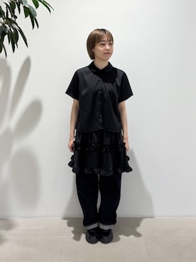 「fig Ｌondon（フィグロンドン）のjeans 002（その他パンツ、ブルー系）」を使った、アトリエドゥサボンさん（レディース・156cm）の夏コーディネート
