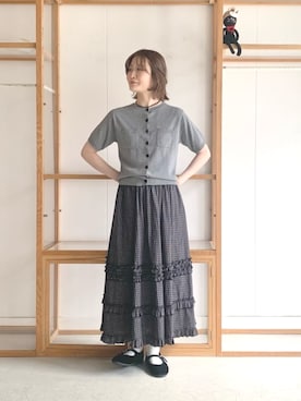 「fig Ｌondon（フィグロンドン）のdeco skirt（スカート、その他）」を使った、アトリエドゥサボンさん（レディース・153cm）の夏コーディネート