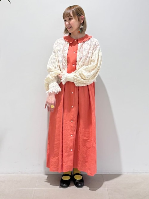 襟プリーツ綿麻ワンピース（ワンピース）｜l'atelier du savon