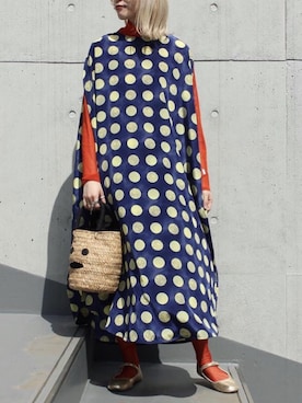 「アイテム（ワンピース、ブルー系）」を使った、アトリエドゥサボンさん（レディース・162cm）の夏コーディネート