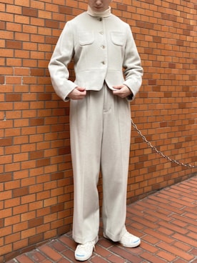 「ウールパンツ」｜「アイテム（ジャケット/アウター）」を使った、アトリエドゥサボンさん（レディース・163cm）の秋コーディネート