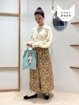 「fig Ｌondon（フィグロンドン）の_Carol bolero（シャツ/ブラウス、ホワイト系）」を使った、アトリエドゥサボンさん（レディース・156cm）の夏コーディネート