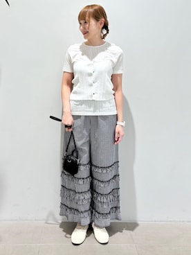 「fig Ｌondon（フィグロンドン）のDECO gingham pants（その他パンツ、その他）」を使った、アトリエドゥサボンさん（レディース・153cm）の春コーディネート