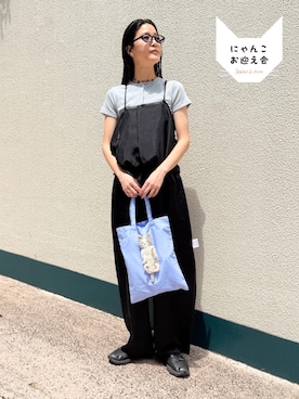 「I am I in fact...（アイアムアイインファクト）のCREAM PANTS（その他パンツ、ブラック系）」を使った、アトリエドゥサボンさん（レディース・156cm）の夏コーディネート