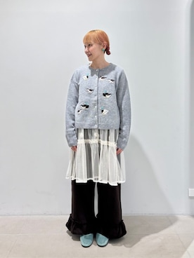 「fig Ｌondon（フィグロンドン）のHazel cami dress（ワンピース、ホワイト系）」を使った、アトリエドゥサボンさん（レディース・155cm）の秋コーディネート
