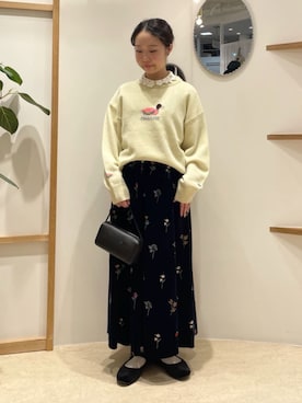 「ベロアスカート」｜アトリエドゥサボンさん（レディース・152cm）の秋コーディネート