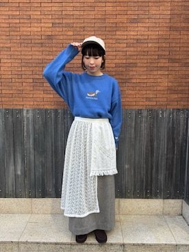 「fig Ｌondon（フィグロンドン）のSecretCatService cap（キャップ、ベージュ系）」を使った、アトリエドゥサボンさん（レディース・155cm）の秋コーディネート