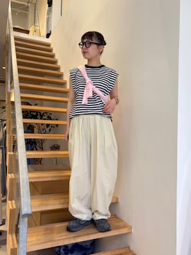 「I am I in fact...（アイアムアイインファクト）のROOIBOS TEE（Tシャツ/カットソー、ホワイト系）」を使った、アトリエドゥサボンさん（レディース・156cm）の夏コーディネート