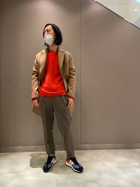 「アイテム（チェスターコート、イエロー系）」を使った、おかださん（メンズ・175cm）の秋コーディネート