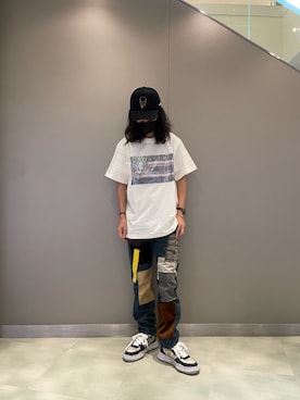 「Lucien Pellat-Finet（ルシアンペラフィネ）のアイテム（キャップ）」を使った、おかださん（メンズ・176cm）の夏コーディネート