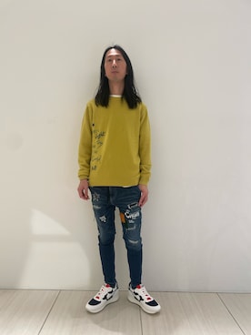 「BOB（ボブ）のアイテム（ニット/セーター）」を使った、おかださん（メンズ・176cm）の冬コーディネート