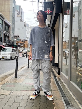 「アイテム（スウェットパンツ）」を使った、おかださん（メンズ・177cm）の夏コーディネート