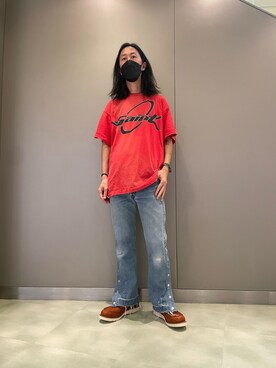 「ISAMU KATAYAMA BACKLASH（イサムカタヤマバックラッシュ）のアイテム（シューズ）」を使った、おかださん（メンズ・176cm）の夏コーディネート