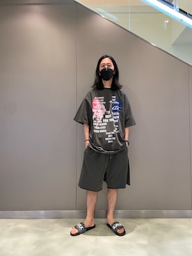 「1piu1uguale3 RELAX（ウノピュウノウグァーレトレリラックス）のアイテム（サンダル）」を使った、おかださん（メンズ・175cm）の夏コーディネート