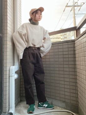 「新年一発目」｜「アイテム（ダウンジャケット/コート）」を使った、けいさん（レディース・155cm）の冬コーディネート