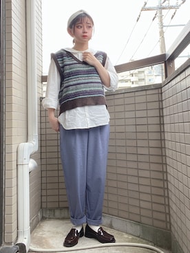 「アイテム（ベスト、その他）」を使った、けいさん（レディース・155cm）の秋コーディネート