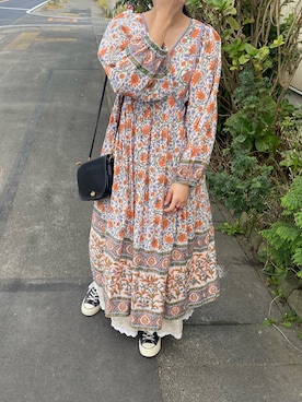 「チャックテイラー」｜「アイテム（ワンピース/ドレス）」を使った、mameさん（レディース・159cm）の冬コーディネート