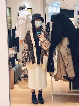 「no brand（ノーブランド）のアイテム（その他アウター）」を使った、Yunana Leongさん（レディース・157cm）の冬コーディネート
