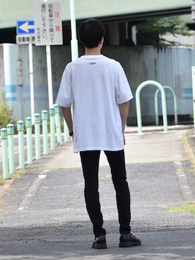 「GU（ジーユー）の（GU）スキニーフィットジーンズ（MEN ⁄ ジーンズ）」を使った、ふみちょすさん（メンズ・176cm）の夏コーディネート