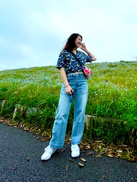 「Desigual（デシグアル）のアイテム（ショルダーバッグ）」を使った、nanaminanaminanaさん（レディース・157cm）の夏コーディネート