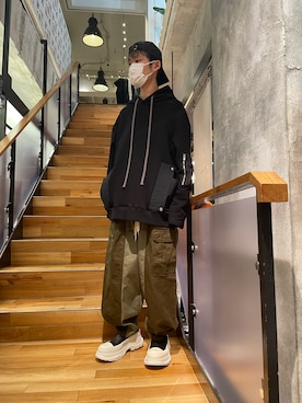 「BACKLASH（バックラッシュ）のアイテム（パンツ）」を使った、yoshiaki matsufujiさん（メンズ・165cm）の冬コーディネート