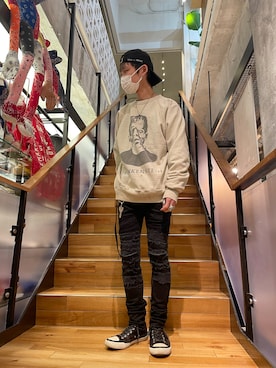 「ISAMU KATAYAMA BACKLASH（イサムカタヤマバックラッシュ）のアイテム（シューズ）」を使った、yoshiaki matsufujiさん（メンズ・165cm）の冬コーディネート