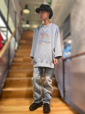 「ROYAL FLASH（ロイヤルフラッシュ）のアイテム（スウェット）」を使った、yoshiaki matsufujiさん（メンズ・165cm）の秋コーディネート