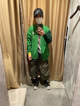 「ISAMU KATAYAMA BACKLASH（イサムカタヤマバックラッシュ）のアイテム（スニーカー）」を使った、yoshiaki matsufujiさん（メンズ・165cm）の春コーディネート