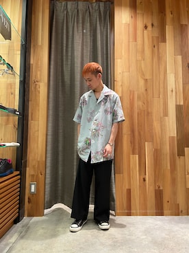 「ISAMU KATAYAMA BACKLASH（イサムカタヤマバックラッシュ）のアイテム（スニーカー）」を使った、yoshiaki matsufujiさん（メンズ・165cm）の夏コーディネート