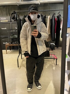 「ISAMU KATAYAMA BACKLASH（イサムカタヤマバックラッシュ）のアイテム（ジャケット/アウター）」を使った、yoshiaki matsufujiさん（メンズ・165cm）の冬コーディネート