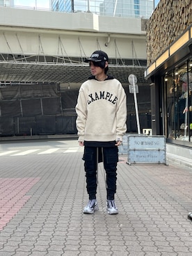「EXAMPLE（エグザンプル）のアイテム」を使った、yoshiaki matsufujiさん（メンズ・165cm）の冬コーディネート