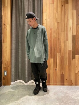 「ISAMU KATAYAMA BACKLASH（イサムカタヤマバックラッシュ）のアイテム（トップス）」を使った、yoshiaki matsufujiさん（メンズ・165cm）の秋コーディネート