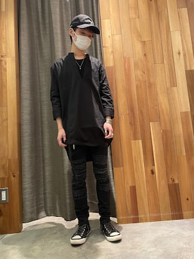 「ISAMU KATAYAMA BACKLASH（イサムカタヤマバックラッシュ）のアイテム（シューズ）」を使った、yoshiaki matsufujiさん（メンズ・165cm）の冬コーディネート