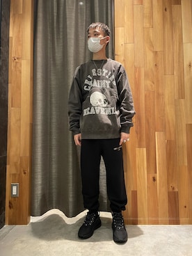 「Lucien Pellat-Finet（ルシアンペラフィネ）のアイテム（スウェットパンツ）」を使った、yoshiaki matsufujiさん（メンズ・165cm）の秋コーディネート
