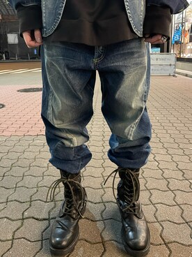 「ISAMU KATAYAMA BACKLASH（イサムカタヤマバックラッシュ）のアイテム（パンツ）」を使った、yoshiaki matsufujiさん（メンズ・165cm）の冬コーディネート