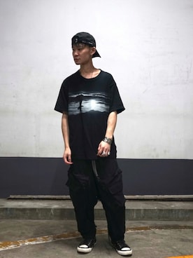 「Yohji Yamamoto（ヨウジヤマモト）のアイテム（帽子）」を使った、yoshiaki matsufujiさん（メンズ・165cm）の秋コーディネート