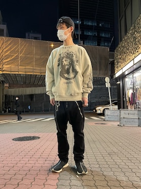 「ISAMU KATAYAMA BACKLASH（イサムカタヤマバックラッシュ）のアイテム（パンツ）」を使った、yoshiaki matsufujiさん（メンズ・165cm）の冬コーディネート