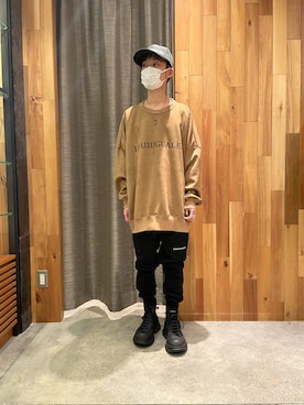 「ROYAL FLASH（ロイヤルフラッシュ）のアイテム（帽子）」を使った、yoshiaki matsufujiさん（メンズ・165cm）の冬コーディネート