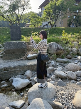 「アイテム（デニムスカート）」を使った、みなまさん（レディース・164cm）の秋コーディネート