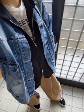 「アイテム（パーカー）」を使った、zakkaloveさん（レディース・162cm）の秋コーディネート